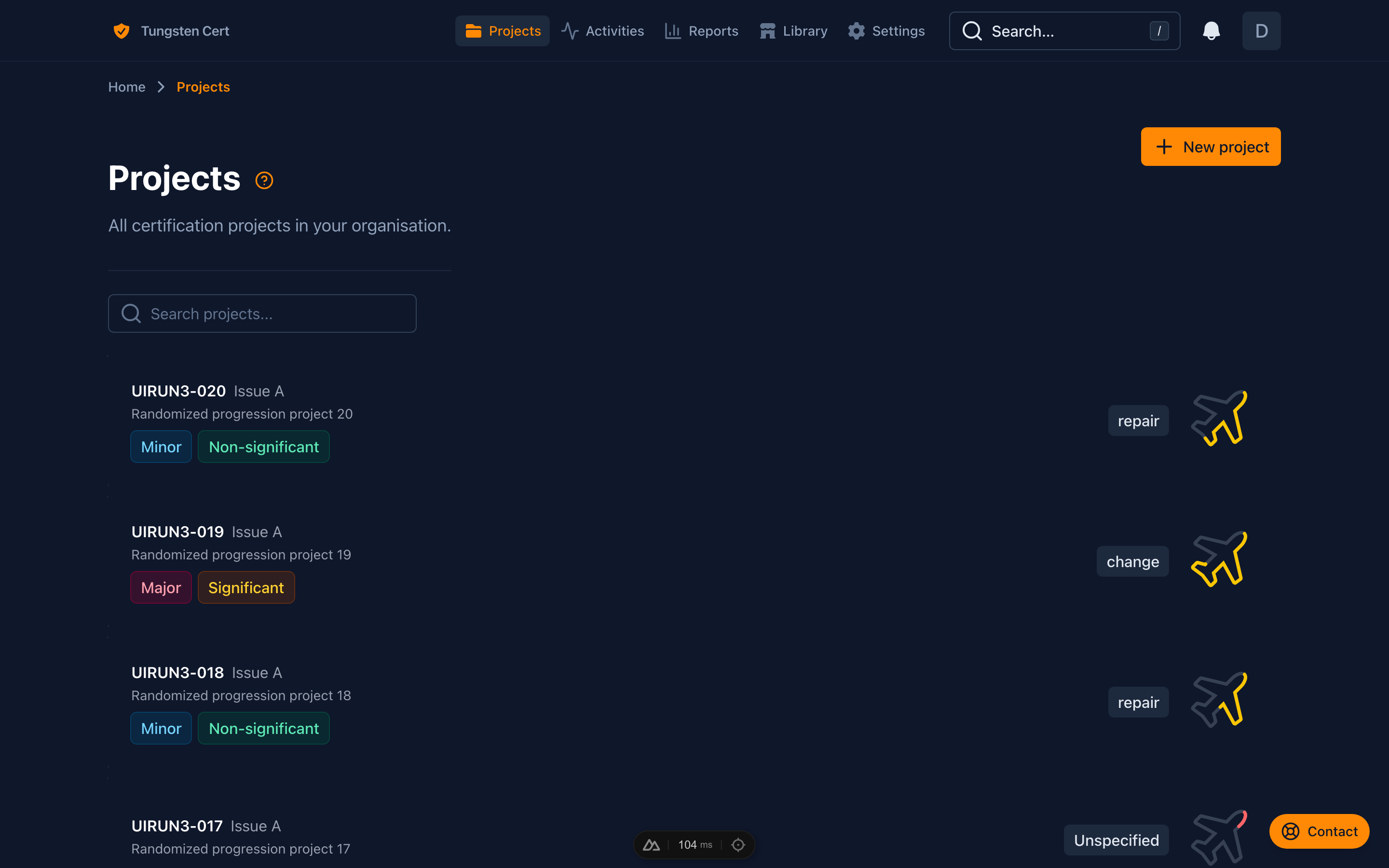 Tungsten product screenshot